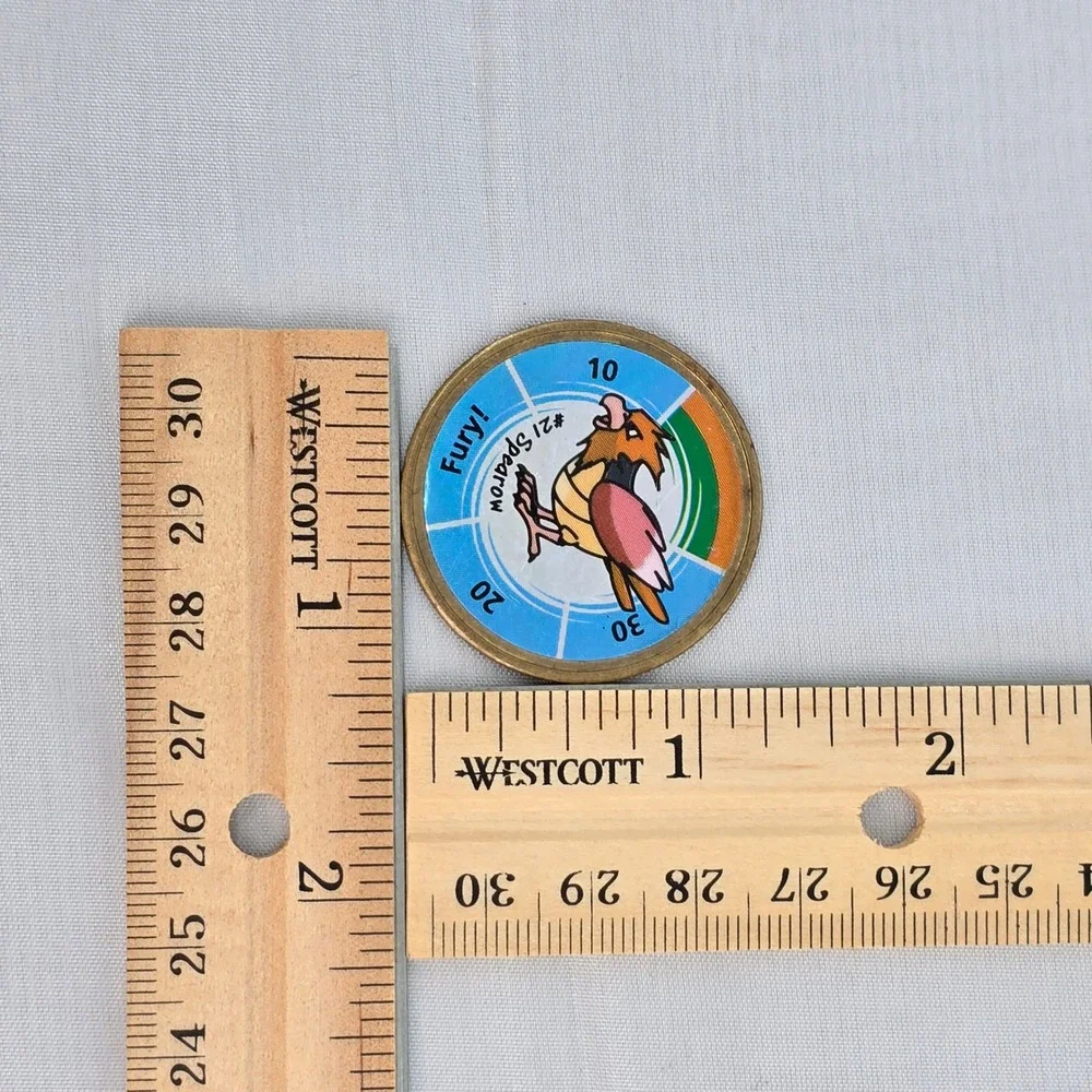 Vintage Pokemon Spearow 21 Hasbro Battle Coin Metal Holographic Fury 1.5 Inch